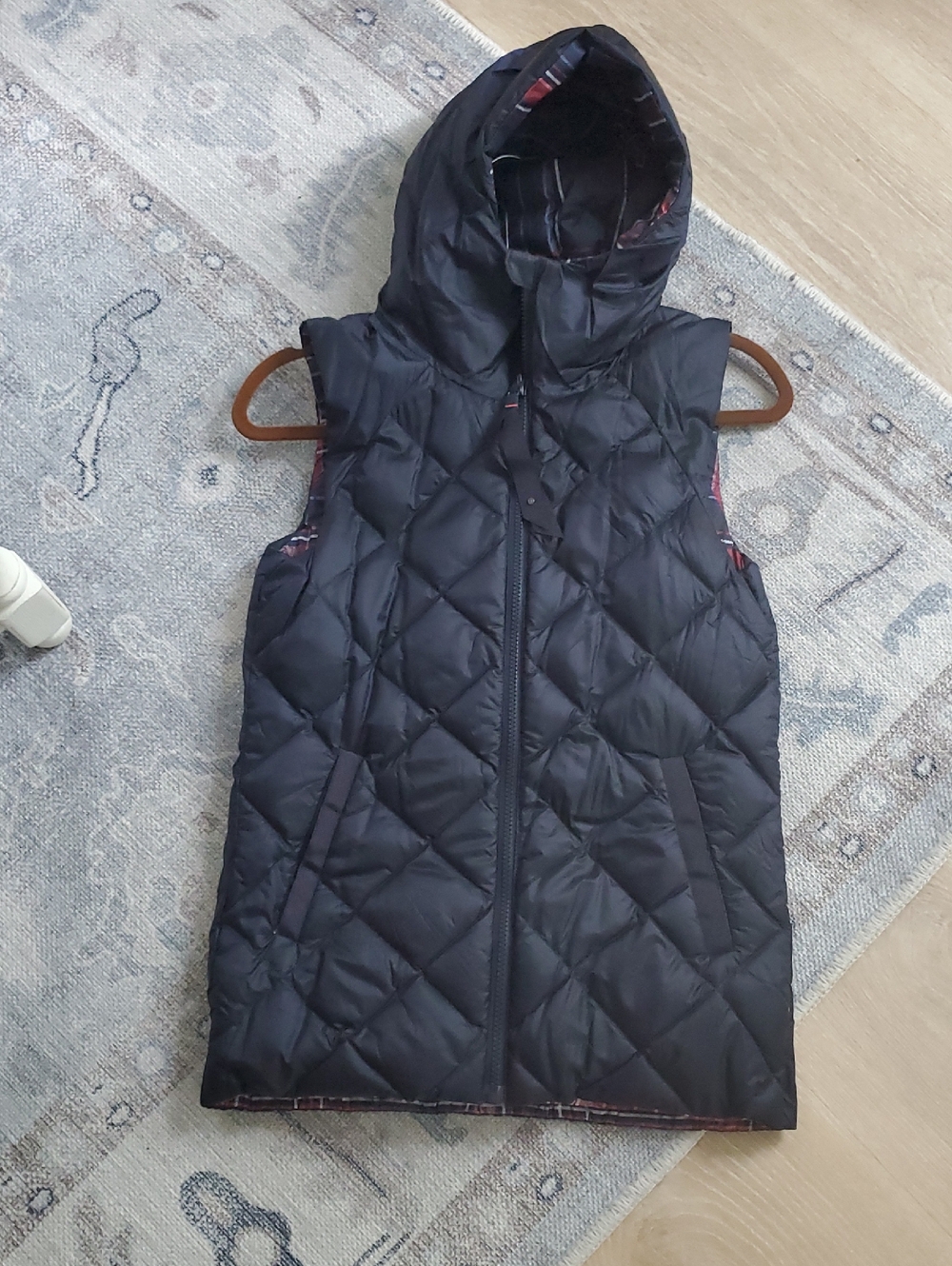 Lululemon The Fluffiest Vest Naval Blue / Cypress Plaid Red Tide Deep Navy Sz4
